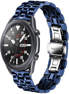DEALELE DEALELE Strap Compatible with Samsung Gear S3 / Galaxy Watch 46mm / Galaxy 3 45mm, 22mm Stainless Steel Metal Replacement Bands for Huawei Watch 3/3 Pro / GT3 46mm / GT2 46mm (Blue) 