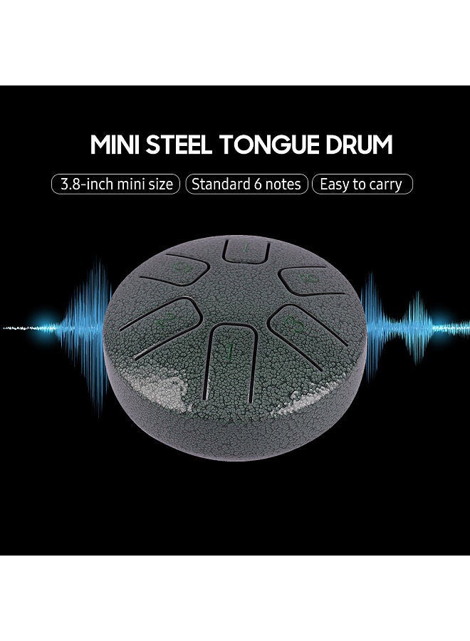Generic 6 notes 3.8-inch mini steel tongue drum hand pan drum zen drum percussion instrument with drumsticks for beginner musical education concert mind healing yoga meditation - Image 2