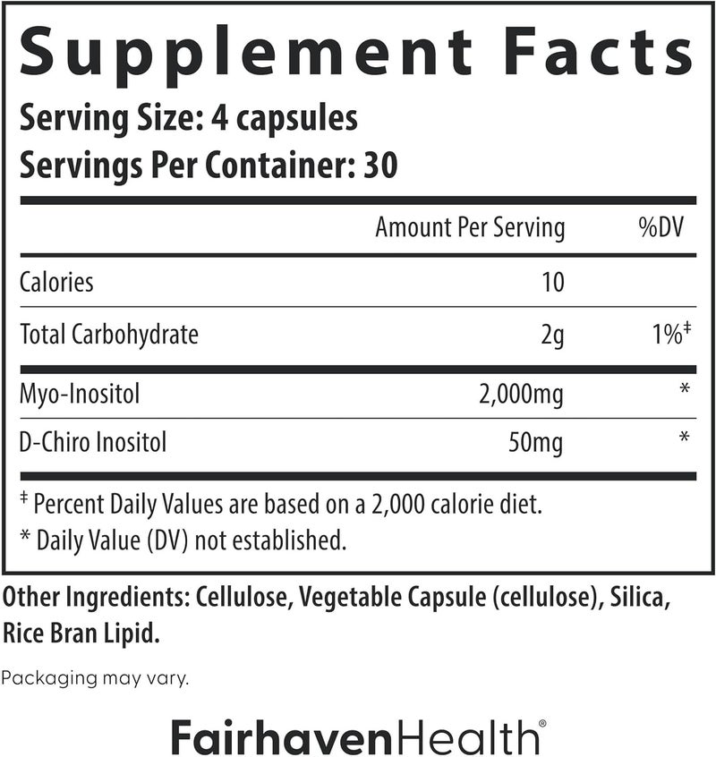 fairhaven health مكمل ميو إينوزيتول ودي كايرو إينوزيتول من فيرهافن هيلث للنساء 401 نسبة مكمل خصوبة النساء وتوازن الهرمونات نباتي 120 كبسولة ميو ودي كايرو إينوزيتول - Image 4