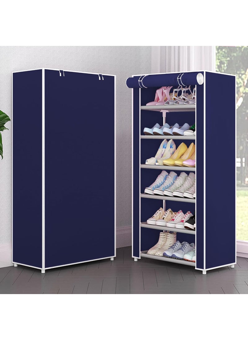 YouCopia YouCopia Portable Shoe Rack with Dustproof Zip Cover - DIY Multipurpose Shoe Rack Organizer, 6-Layer Shoe Rack for Home -Shelf with Dustproof Door Entryway for Heels/Slippers-Blue  - Image 2