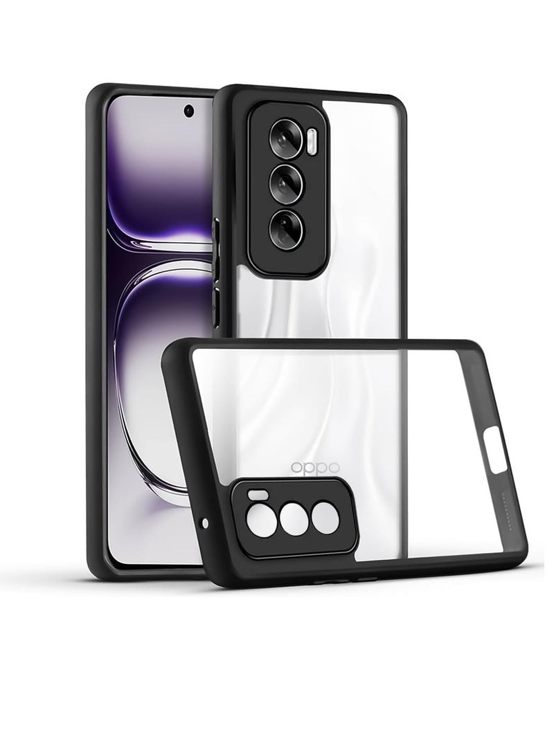 Crystal Clear Case For Oppo Reno 12 5G, Military Grade Drop Protection, Anti-Yellowing, Transparent Protective Slim Cover (Black) - Image 1