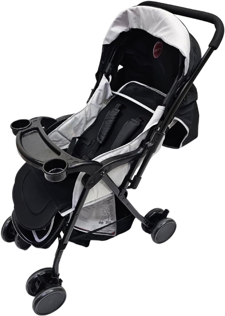 اس ام ار كيدز عربة أطفال قابلة للطي، مظلة قابلة للتمديد، حزام أمان بخمس نقاط، مقعد قابل للتعديل، صينية أمامية مع حاملي أكواب - Image 2