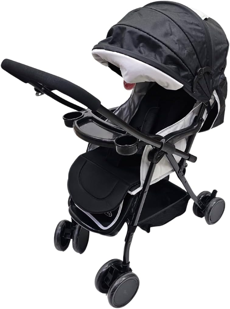 اس ام ار كيدز عربة أطفال قابلة للطي، مظلة قابلة للتمديد، حزام أمان بخمس نقاط، مقعد قابل للتعديل، صينية أمامية مع حاملي أكواب - Image 4