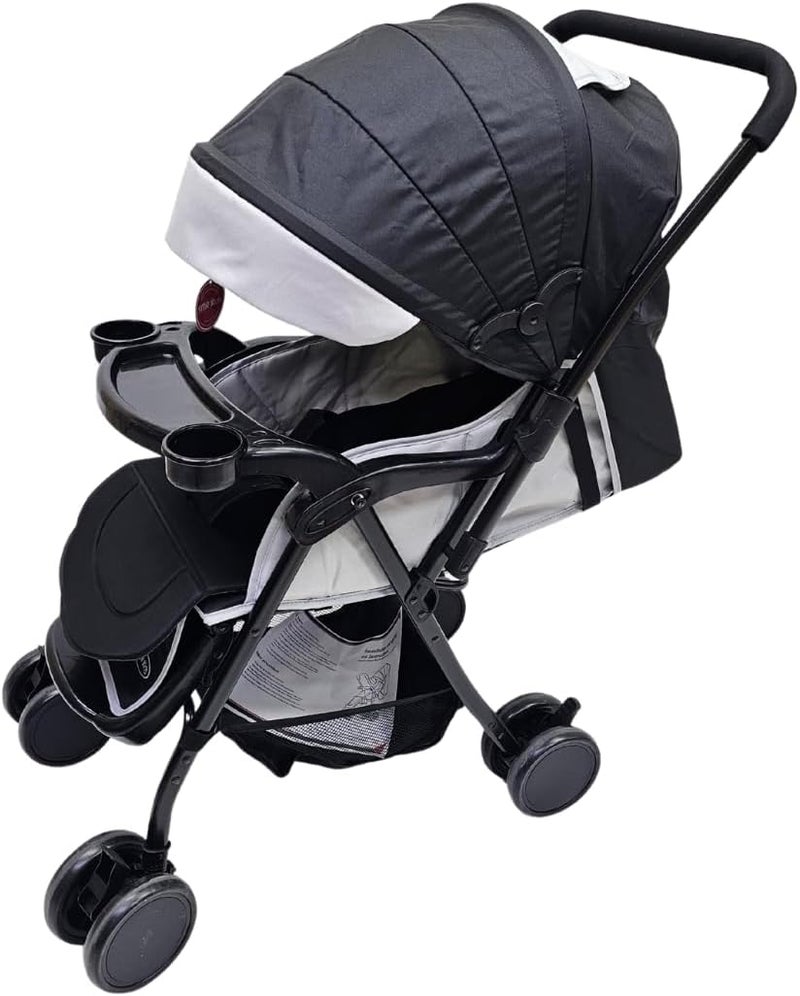 اس ام ار كيدز عربة أطفال قابلة للطي، مظلة قابلة للتمديد، حزام أمان بخمس نقاط، مقعد قابل للتعديل، صينية أمامية مع حاملي أكواب - Image 3