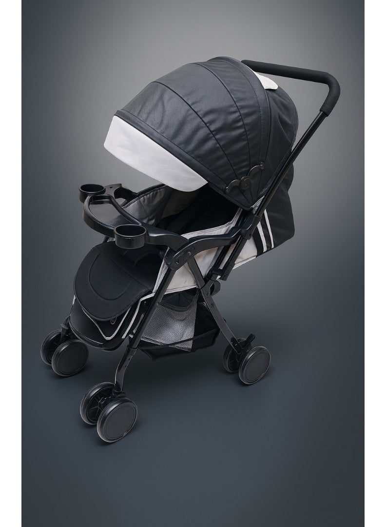 اس ام ار كيدز عربة أطفال قابلة للطي، مظلة قابلة للتمديد، حزام أمان بخمس نقاط، مقعد قابل للتعديل، صينية أمامية مع حاملي أكواب - Image 1