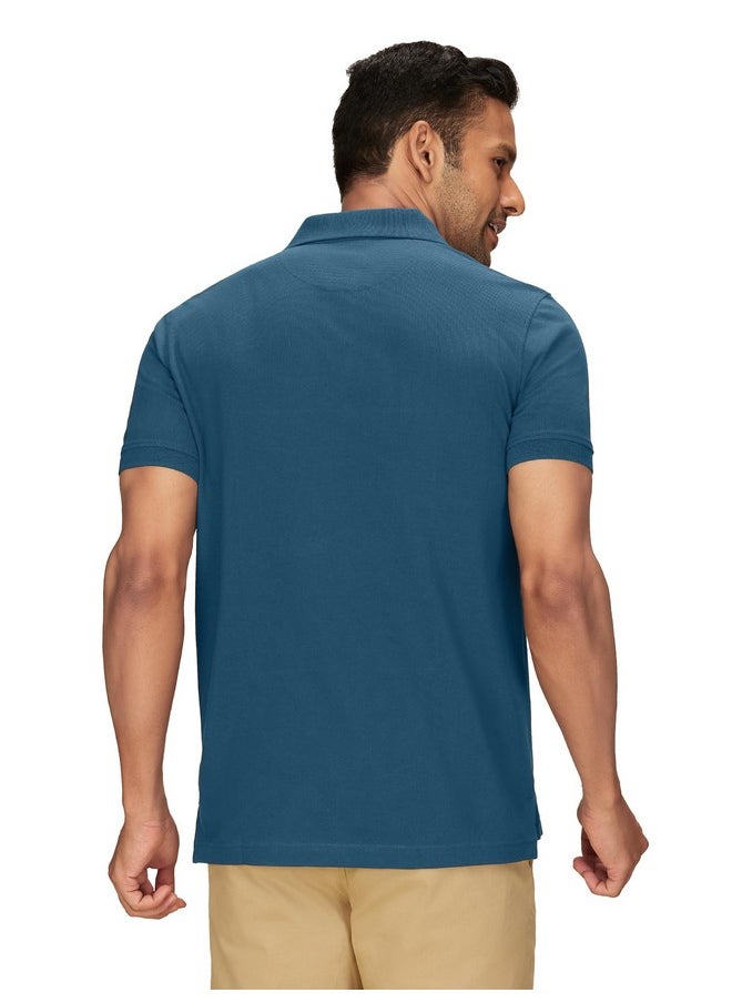 اكس واي اكس اكس قميص XYXX رجالي بقصّة عادية (XY_CR14_Polo Tshirt_1_Indian Blue)  - Image 2