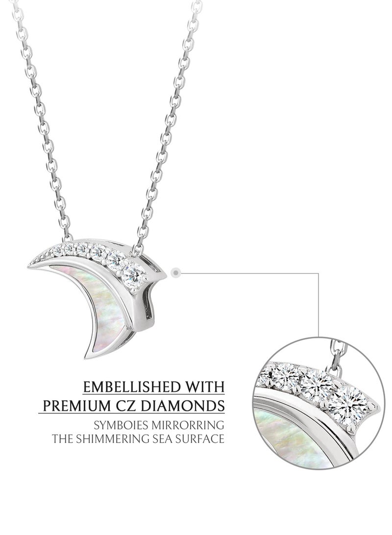 قلادة نسائية من تصميم أتلانتس مرصعة بأم اللؤلؤ، من الفضة الإسترليني - هدية أنيقة للزوجة، الحبيبة أو الأم