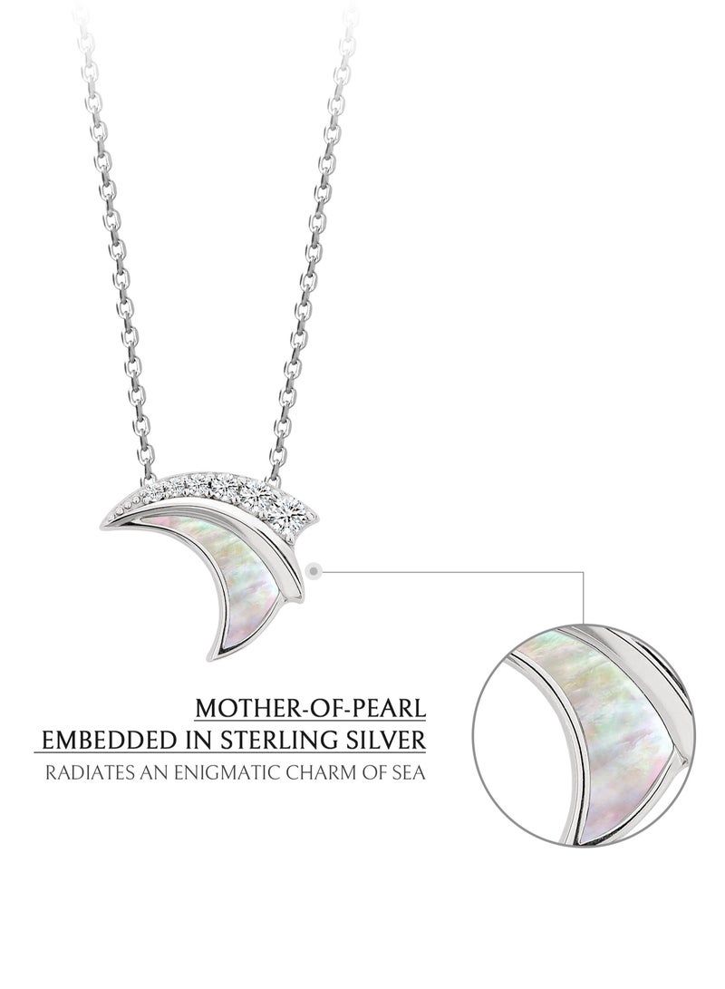 قلادة نسائية من تصميم أتلانتس مرصعة بأم اللؤلؤ، من الفضة الإسترليني - هدية أنيقة للزوجة، الحبيبة أو الأم