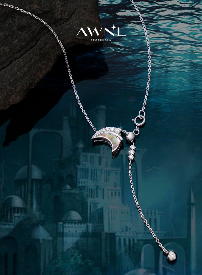 قلادة نسائية من تصميم أتلانتس مرصعة بأم اللؤلؤ، من الفضة الإسترليني - هدية أنيقة للزوجة، الحبيبة أو الأم