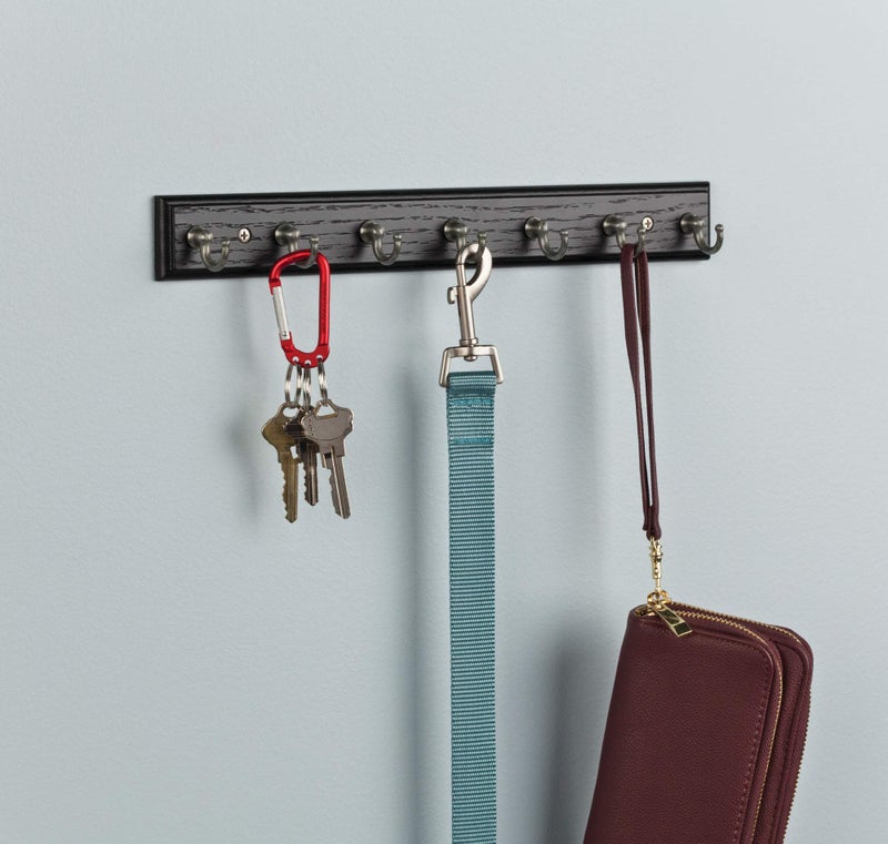 Franklin Brass Franklin Brass Key Tidy (1-Pack) Black Key Holder 14" Wall Mount Key Rack 7 Key Hooks for Wall, Hallway, Entry Small Keychain Rail Organizer FBKEYT7-BSE-R  - Image 2