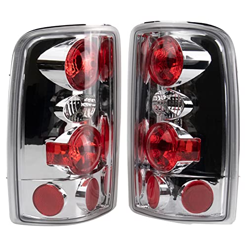 TRQ 2 Piece Driver & Passenger Side Tail Light Assembly Set Chrome Housing Compatible with 2000-2006 Chevrolet Suburban 1500 2500 Tahoe GMC Yukon Yukon XL 1500 XL 2500 Incandescent GM2800170 GM2801170 - Image 1