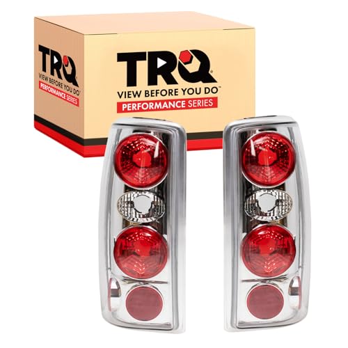 TRQ 2 Piece Driver & Passenger Side Tail Light Assembly Set Chrome Housing Compatible with 2000-2006 Chevrolet Suburban 1500 2500 Tahoe GMC Yukon Yukon XL 1500 XL 2500 Incandescent GM2800170 GM2801170 - Image 2