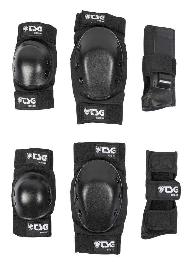 TSG Basic Pad Set, All in One Skateboard Protection Set of Knee Pads, Elbow Pads and Wrist Guards, EVA Cup Foam, PE Caps, Hardshell Protection, Pre Shaped, Horseshoe, Pull Over Design - Image 1