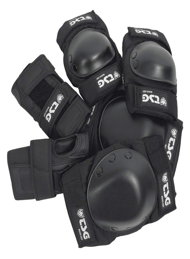 TSG Basic Pad Set, All in One Skateboard Protection Set of Knee Pads, Elbow Pads and Wrist Guards, EVA Cup Foam, PE Caps, Hardshell Protection, Pre Shaped, Horseshoe, Pull Over Design - Image 2