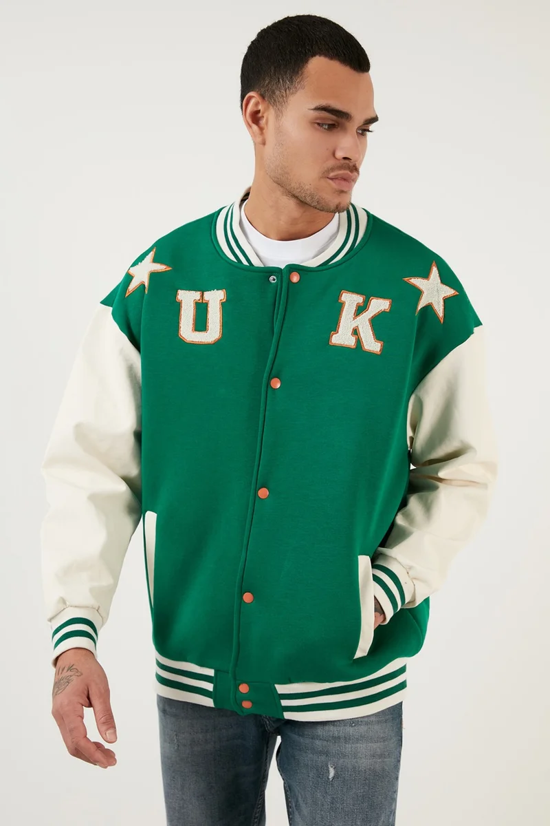 بوراتي Oversize College Collar Pocket Bomber Jacket Men's Jacket 628MNH178
