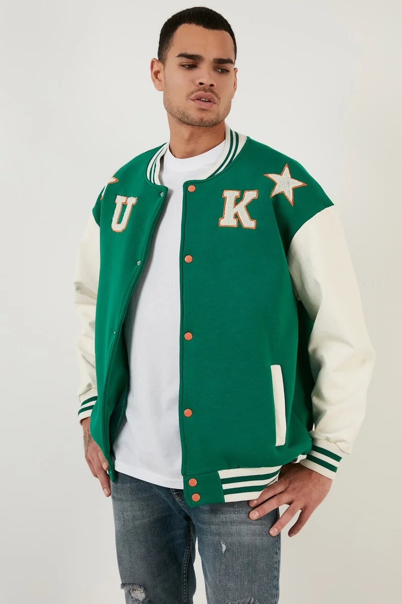 بوراتي Oversize College Collar Pocket Bomber Jacket Men's Jacket 628MNH178