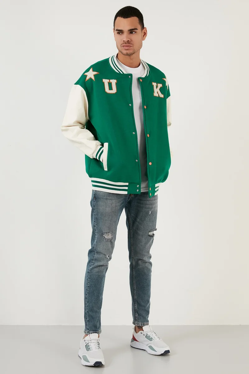 بوراتي Oversize College Collar Pocket Bomber Jacket Men's Jacket 628MNH178