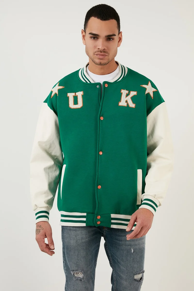 بوراتي Oversize College Collar Pocket Bomber Jacket Men's Jacket 628MNH178