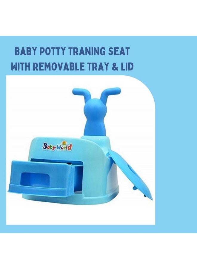 Nabhya Toilet Trainer Baby Potty Seat Cartoon Face With Removable Tray & Closing Lid (Blue) - Image 4