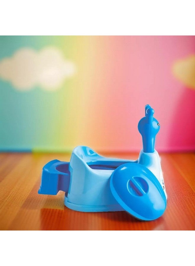 Nabhya Toilet Trainer Baby Potty Seat Cartoon Face With Removable Tray & Closing Lid (Blue) - Image 1