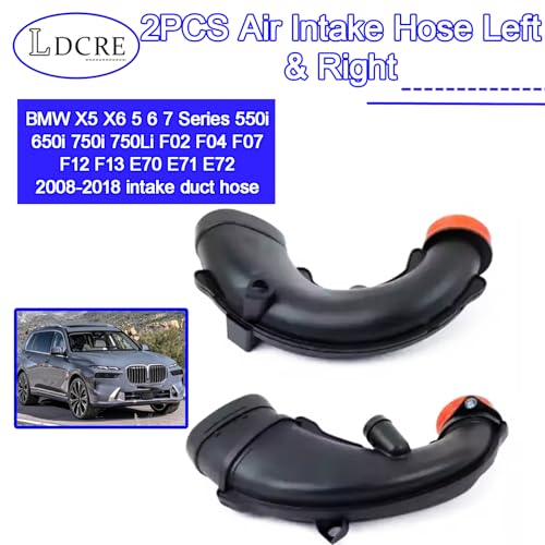 LDCRE 2PCS Air Intake Hose Left Right 13717577451 13717577452 Compatible with BMW X5 X6 5 6 7 Series 550i 650i 750i 750Li F02 F04 F07 F12 F13 E70 E71 E72 20082018 intake duct hose - Image 3