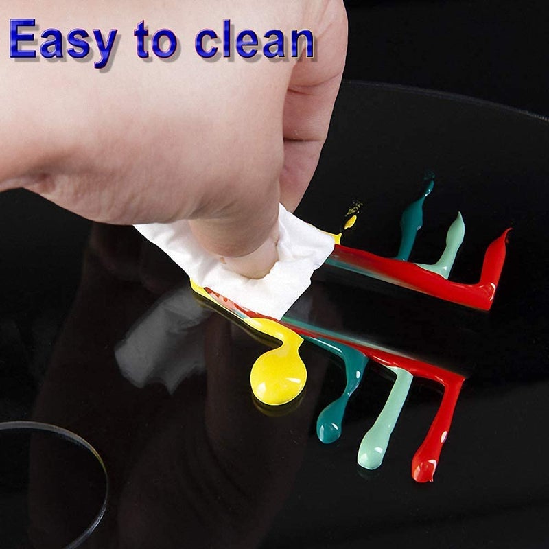 AmigozZ Pigment Tray(25x15cms). Clear Acrylic Paint Palette Oval Shaped Artist Painting Palette Non-Stick Oil Paint Palette with Thumb Hole and Protective Brown Paper for DIY Art Craft Painting - Image 5