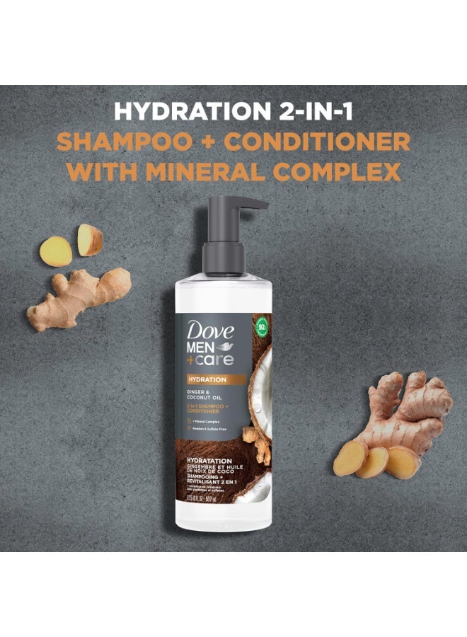 Dove Men+Care DOVE MEN + CARE 2-in-1 Shampoo + Conditioner Ginger & Coconut Oil for Hydrated Hair, +Mineral Complex, 17.5 oz - Image 4