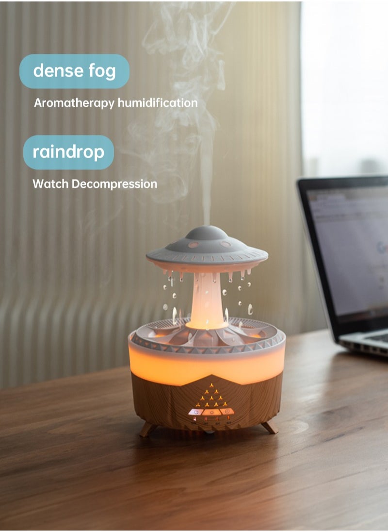 CITTA Multi-Functional Rain Cloud Aromatherapy Humidifier: 7-Color LED Night Light, Natural Rain Sound Machine, UFO Design Essential Oil Diffuser, Sleep Aid, Perfect for Home and Office Use  - Image 3