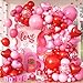 Govpy Valentines Day Balloons Garland Arch Kit 127Pcs Pink Red Rose Red Balloon with Red Pink Heart Foil Balloon for Valentines Day Galentines Mothers Day Wedding Engagement Anniversary Party Decoration - Image 2
