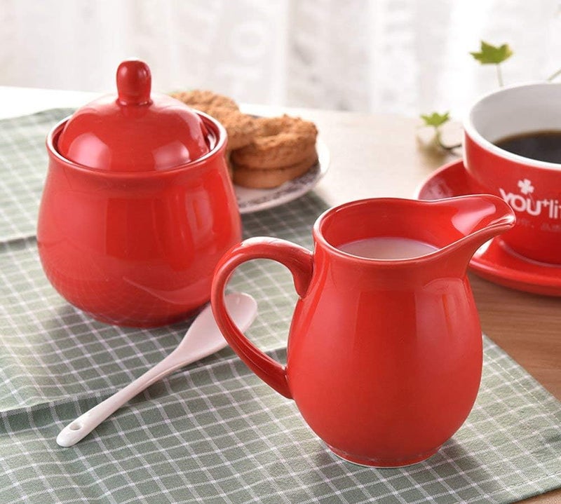 FUYU Ceramic Colorful Creamer with Handle, Coffee Milk Creamer Pitcher - Image 3
