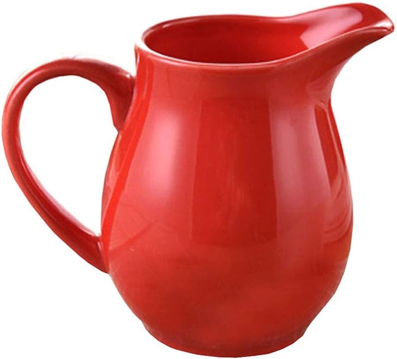 FUYU Ceramic Colorful Creamer with Handle, Coffee Milk Creamer Pitcher - Image 1
