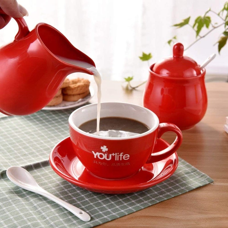FUYU Ceramic Colorful Creamer with Handle, Coffee Milk Creamer Pitcher - Image 4