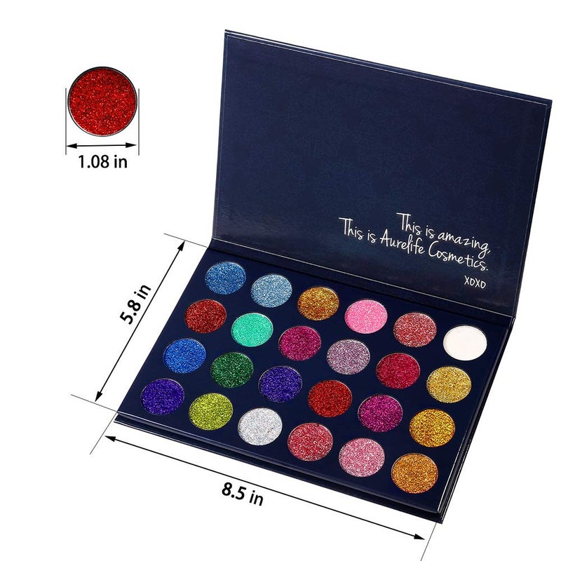 Aolailiya 24 Color Pressed Glitter Eyeshadow Palette - Mineral Ultra Shimmer Makeup Palette Eye Shadow Powder Long Lasting Waterproof - Image 3