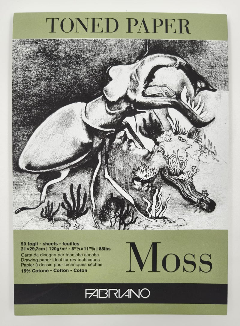 Fabriano Toned Paper Pad Moss, Size - A4, 120 GSM (Contains- 50 Sheets) - Image 1