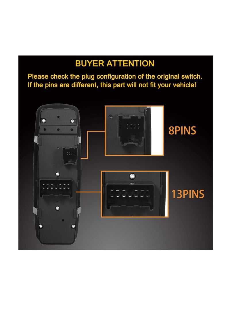 Generic Power Window Switch Compatible with Dodge Journey 2009-2010 Nitro 2007-2012 Jeep Liberty 2008-2013 Parts No 4602632AB 4602632AC 4602632AD 4602632AE 4602632AF 4602632AG 4602632AH  - Image 2