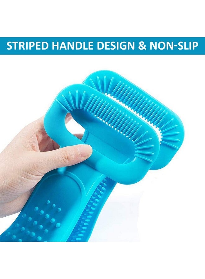 SWAURSAHA Silicone Bath Back Scrubber Belt with Handle for Bathing for Women Men, Double Side Bathing Brush for Skin Deep Cleaning (Blue) - Image 5