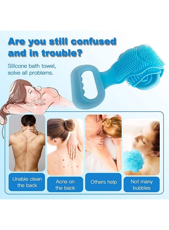 SWAURSAHA Silicone Bath Back Scrubber Belt with Handle for Bathing for Women Men, Double Side Bathing Brush for Skin Deep Cleaning (Blue) - Image 4