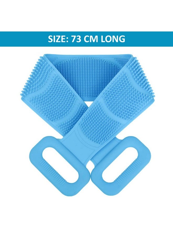 SWAURSAHA Silicone Bath Back Scrubber Belt with Handle for Bathing for Women Men, Double Side Bathing Brush for Skin Deep Cleaning (Blue) - Image 3