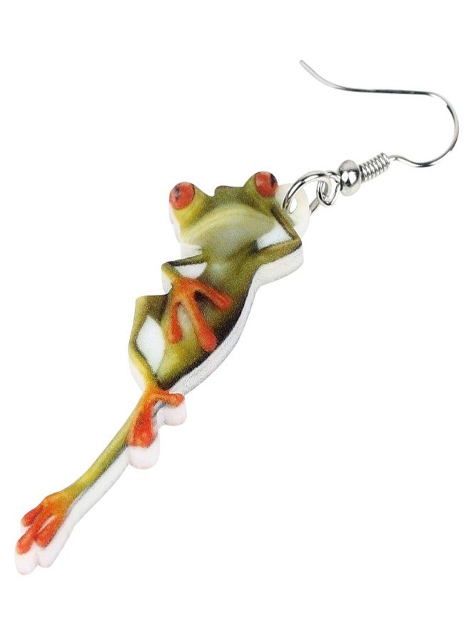 DUOWEI Acrylic Charms Frog Drop Earrings Fancy Cartoon Dangle Jewelry Novelty Party Gifts for Women (Green) - Image 3