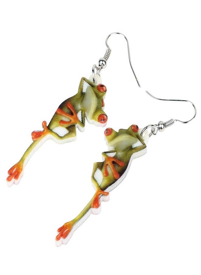 DUOWEI Acrylic Charms Frog Drop Earrings Fancy Cartoon Dangle Jewelry Novelty Party Gifts for Women (Green) - Image 4