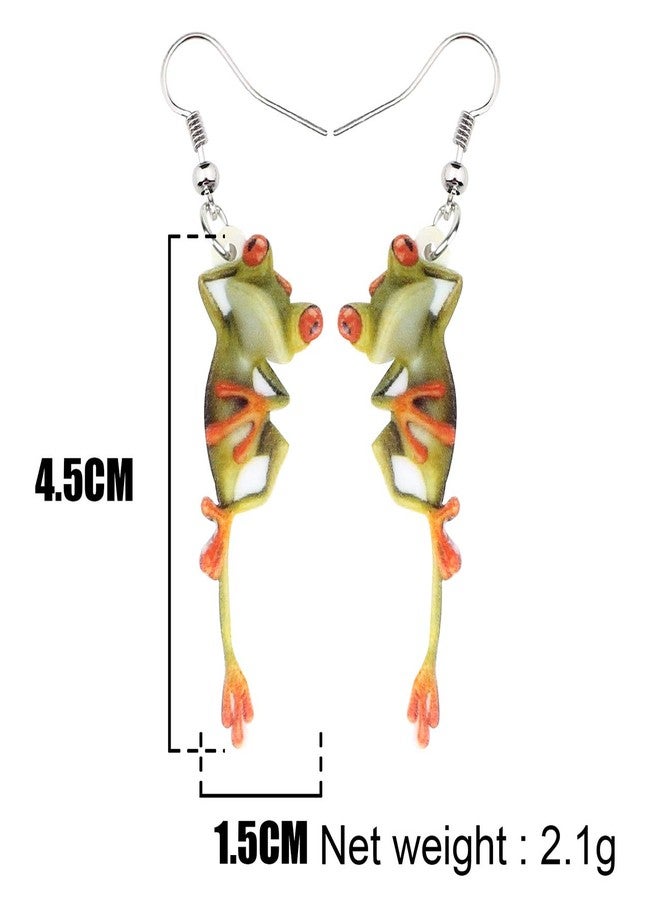 DUOWEI Acrylic Charms Frog Drop Earrings Fancy Cartoon Dangle Jewelry Novelty Party Gifts for Women (Green) - Image 5