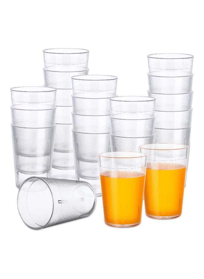 Clear 5 oz Stackable Frosted Plastic Tumblers - Reusable Drinking Glasses for Weddings, Parties, Restaurants, and Catering Supplies - 10 Pack of Durable Plastic Cups.  - Image 1