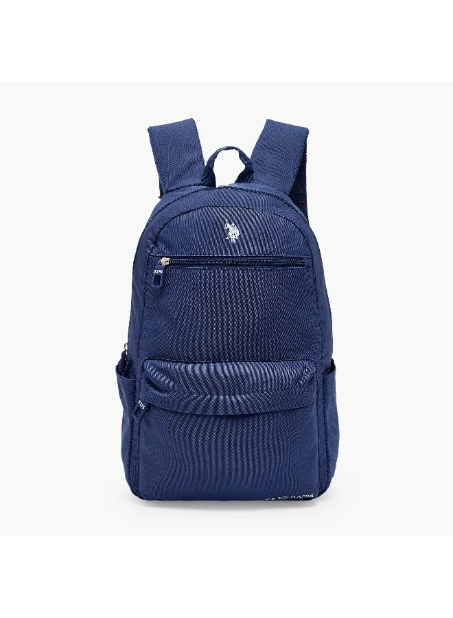 Us Polo Assn  شنطة ظهر سادة بسحابات إغلاق للأولاد من سن 8 -13 سنة من يو إس بولو أسن - 18 بوصة