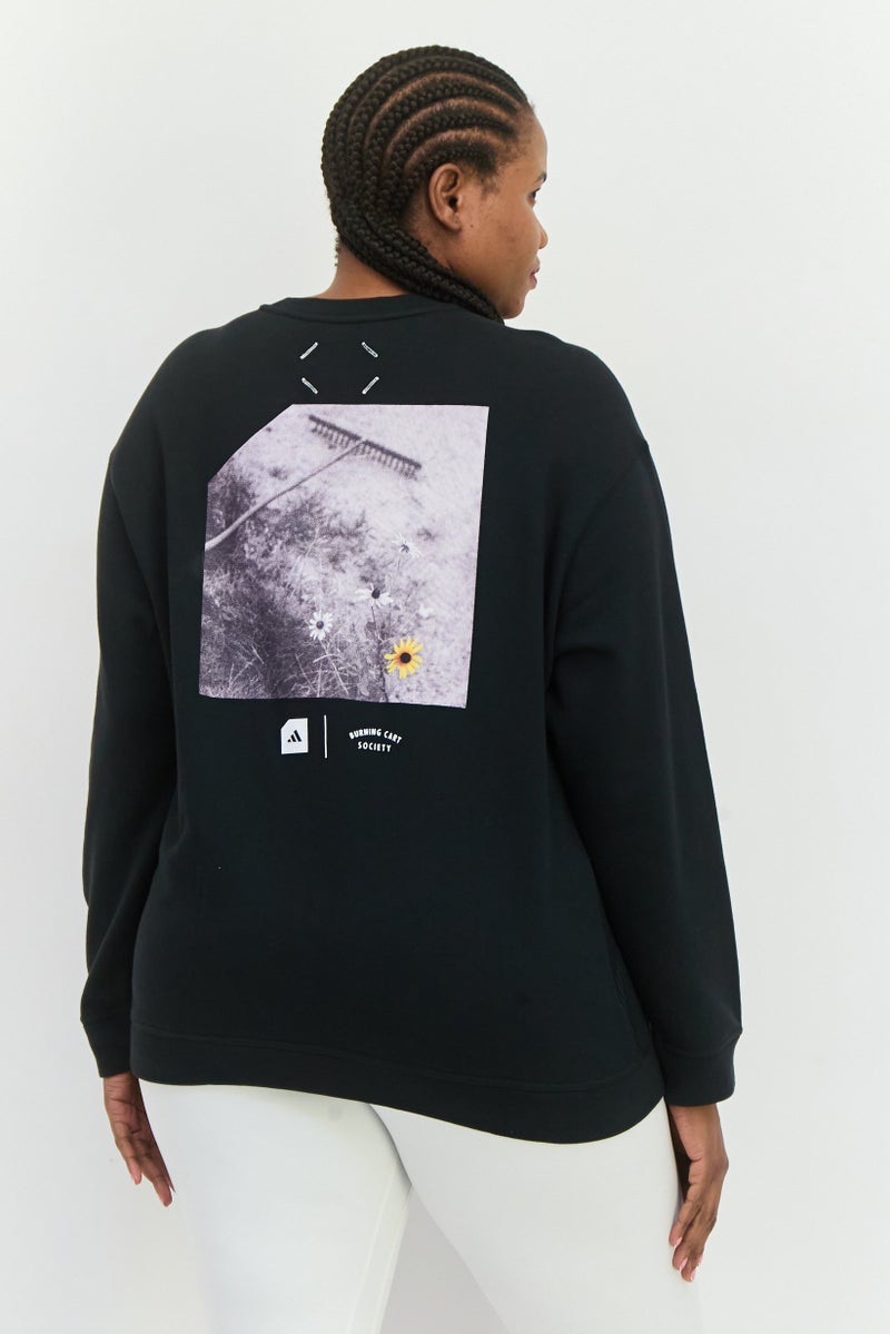 Adidas سويت شيرت رياضي نسائي بأكمام طويلة مناسب في الهواء الطلق، أسود - Image 4