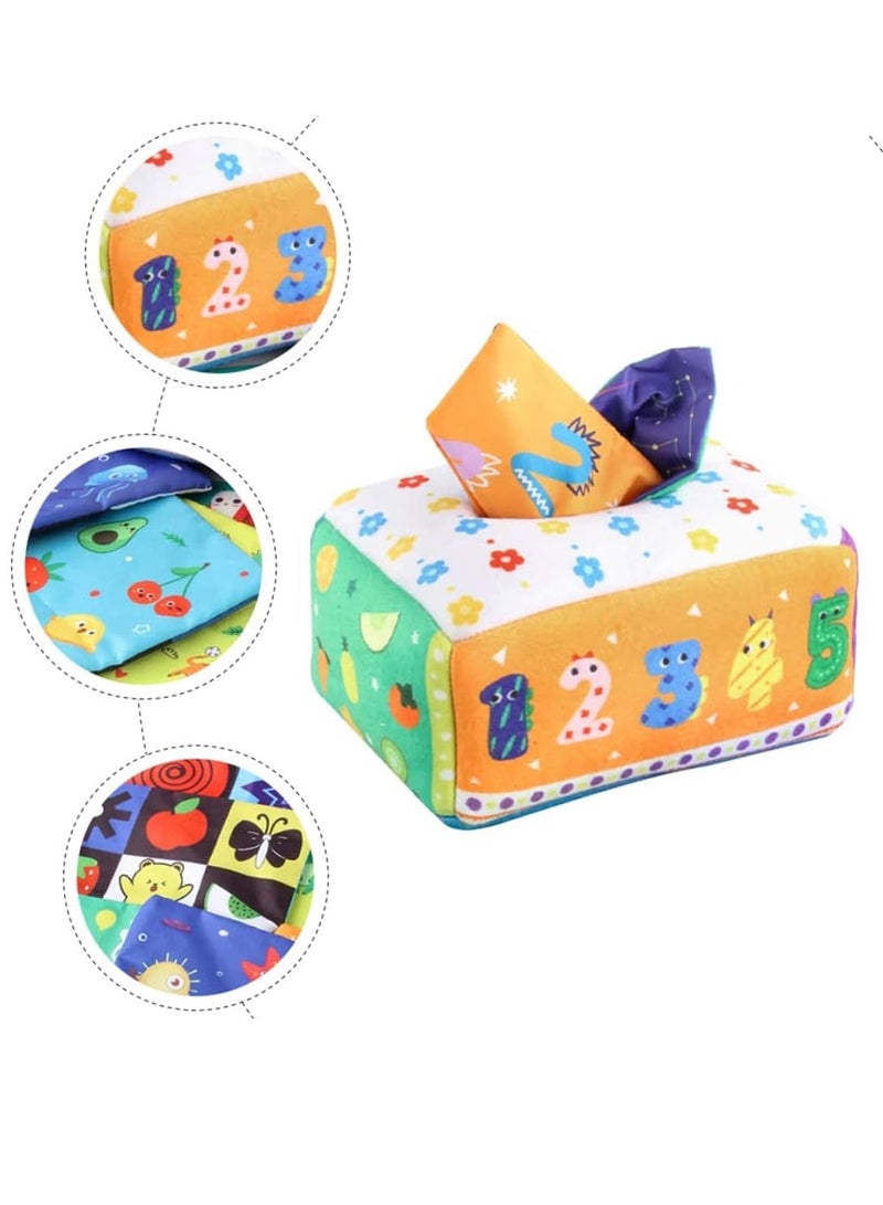 Bebiland Baby Tissue Box Toy, Baby Montessori Soft Box Toy Set, Soft Newborn Sensory Toy, Suitable for 6-12 Months Old Children Magic Box Toy or Preschool Education Toy Gift (Random Color)  - Image 4