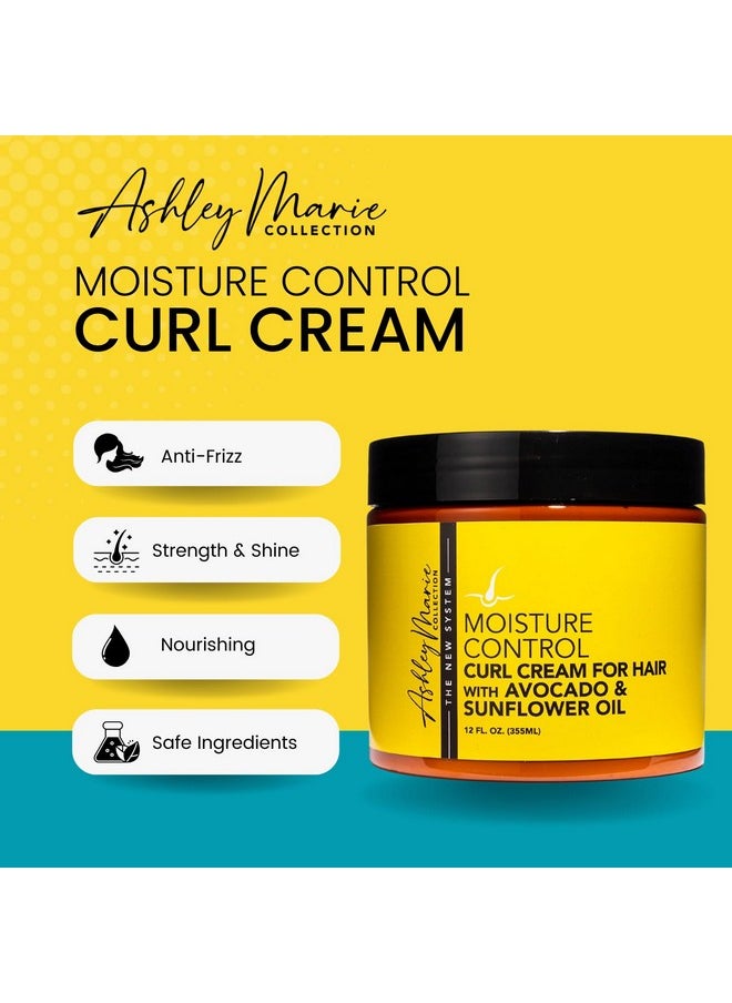 The Hair Diagram - He Hair Diagram Ashley Marie Moisture Control Curl Cream With Avocado & Sunflower Oil Natural Ingredients Anti Frizz Curly Hair Styling Cream Color Safe Paraben & Sulfate Free 12Oz - Image 1