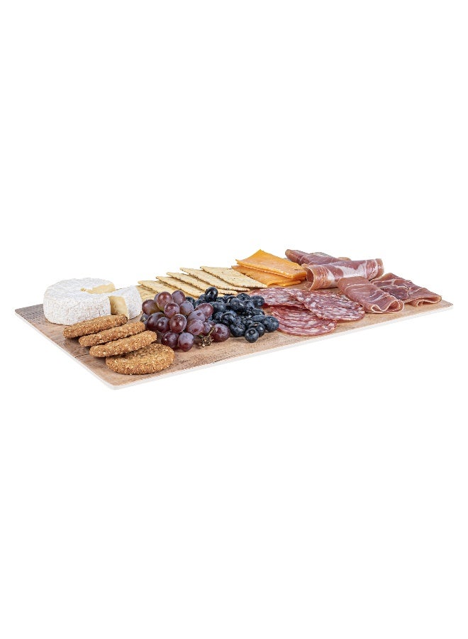 Restaurantware Voga 16 Inch x 10 Inch Serving Board, 1 Rectangle Cheese Platter Board - Large, Break Resistant, Countryside Brown Faux Wood Charcuterie Serving Tray, For Appetizers And Spreads, - Image 1