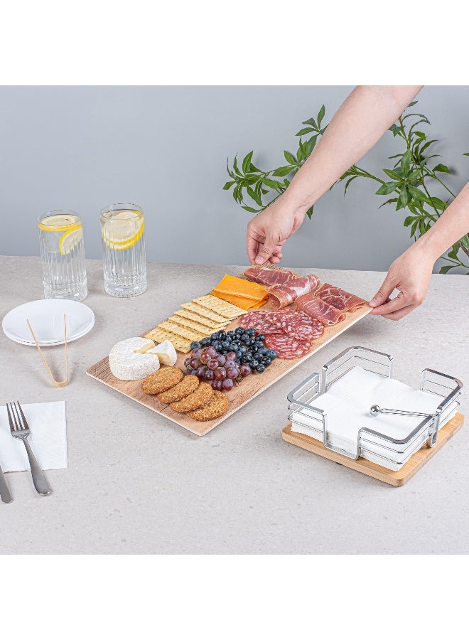 Restaurantware Voga 16 Inch x 10 Inch Serving Board, 1 Rectangle Cheese Platter Board - Large, Break Resistant, Countryside Brown Faux Wood Charcuterie Serving Tray, For Appetizers And Spreads, - Image 5