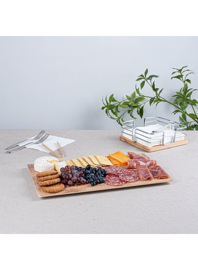 Restaurantware Voga 16 Inch x 10 Inch Serving Board, 1 Rectangle Cheese Platter Board - Large, Break Resistant, Countryside Brown Faux Wood Charcuterie Serving Tray, For Appetizers And Spreads, - Image 3