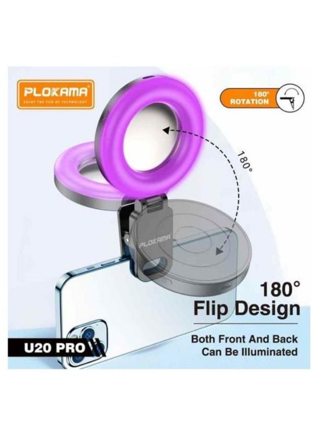التخطيط مراية سيلفي من بلوكاما U20 PRO مع حلقة LED RGB - Image 4